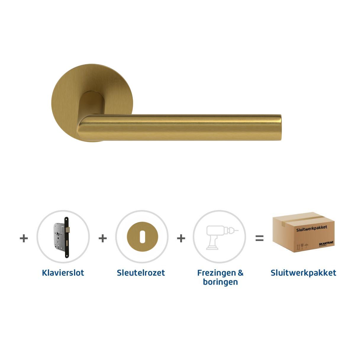 Sluitwerkpakketten met Deurkruk Orbit 19 Flat Mat Messing